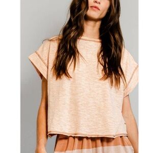 NWT BUCKETLIST Open Back Reverse Stitched Crop Top